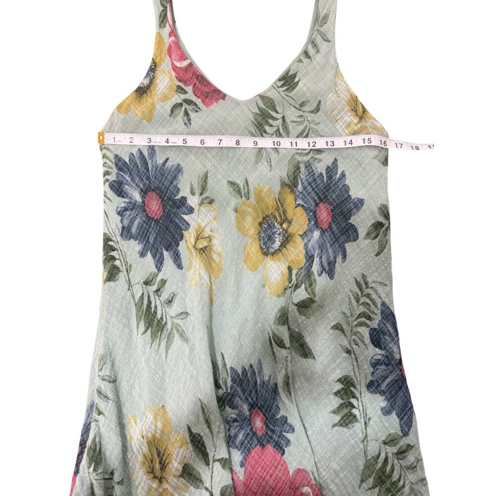 Colette Womens Size XS Sleeveless Dress Floral Ruffled Hem Fairly Garden Green - Picture 4 of 6